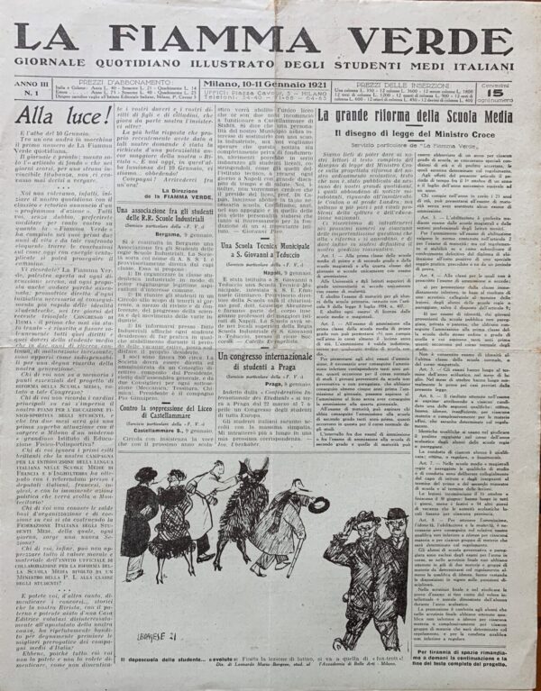 La Fiamma Verde n° 1-120 - Anno III. Giornale Quotidiano Illustrato degli Studenti Italiani   [Istituto Editoriale italiano Milano, 1921]