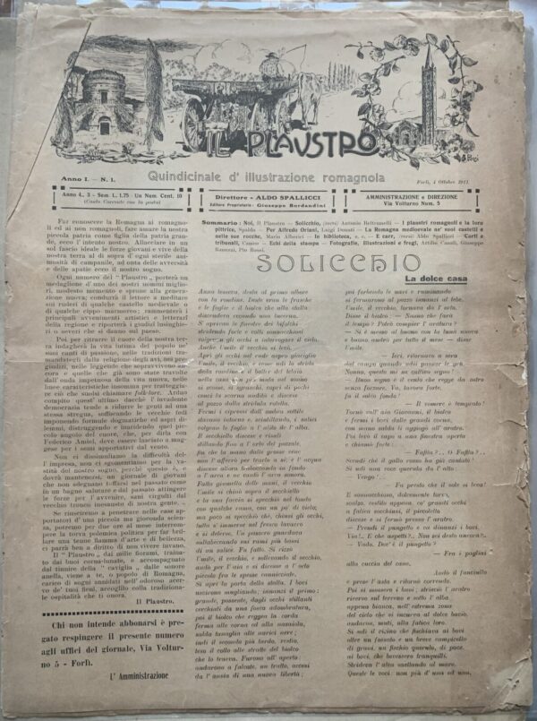 Aldo Spallicci - Il Plaustro. Quindicinale di illustrazione romagnola / Serie completa n° 1-50   [Tip. Bombardini Forlì, 1911-1914]