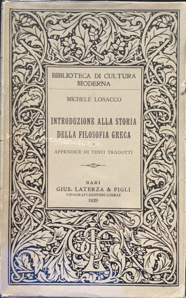 Michele Losacco - Introduzione alla storia della filosofia greca   [Laterza, 1929]