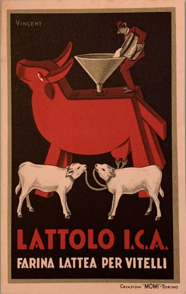 Cartolina d'epoca - Lattolo I.C.A. Farina lattea per vitelli 193?