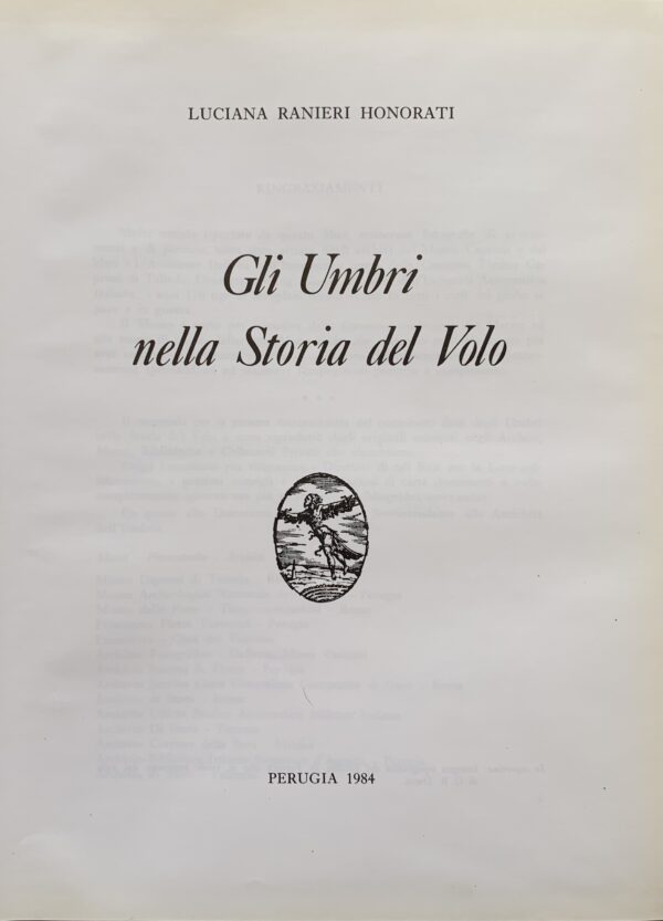 Luciana Ranieri Honorati - Gli Umbri nella storia del volo   [Perugia, 1984]