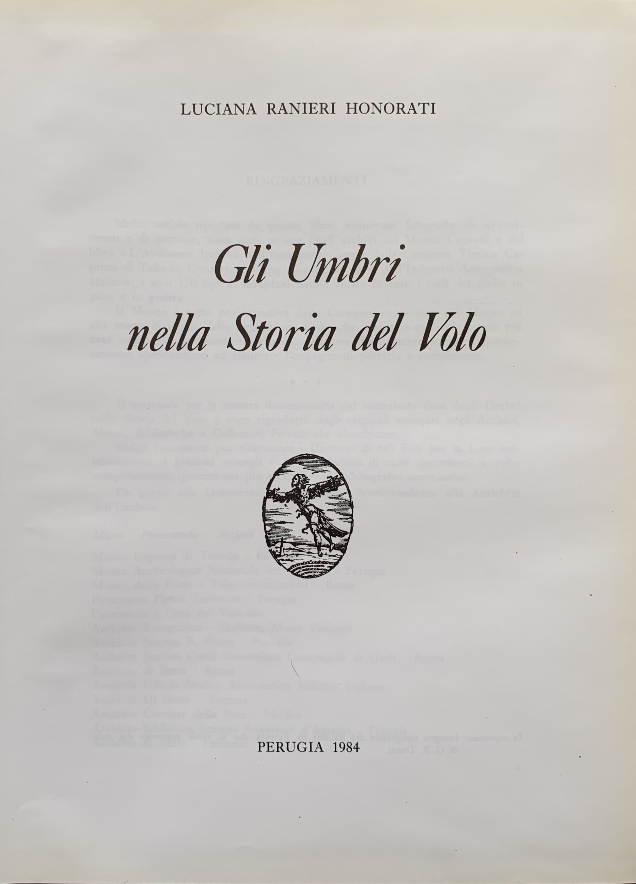 Luciana Ranieri Honorati - Gli Umbri nella storia del volo   [Perugia, 1984] - immagine 3
