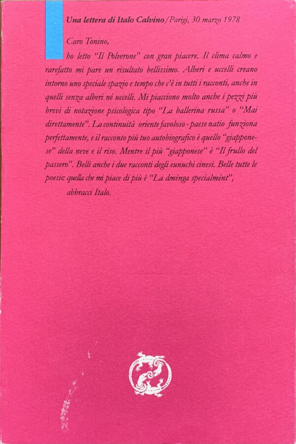 (Autografo) Tonino Guerra - Il Polverone. Storie per una notte quieta   [Maggioli Rimini, 1992]