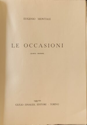 Eugenio Montale - Le occasioni   [Einaudi Torino, 1943] - immagine 3