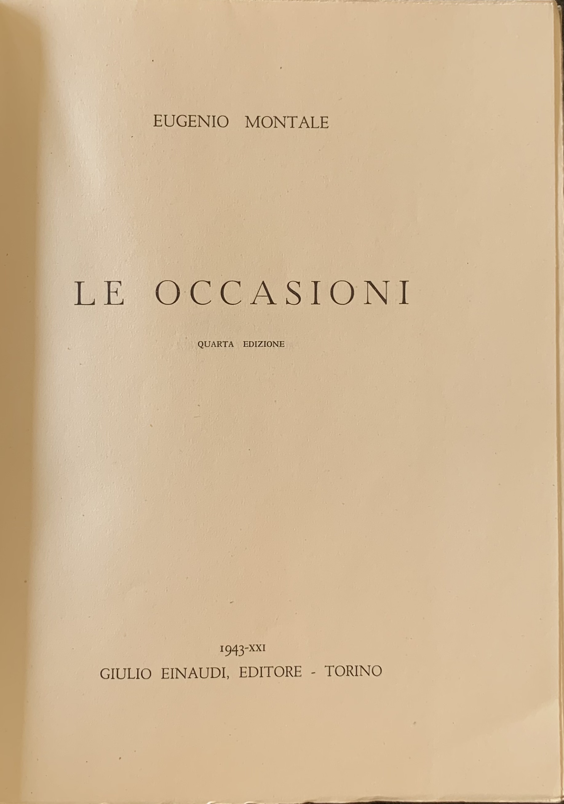 Eugenio Montale - Le occasioni   [Einaudi Torino, 1943] - immagine 3