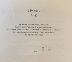 Tonino Guerra - L'albero dell'acqua (dedicato soprattutto a Ezra Pound) con medaglia editoriale allegata   [Scheiwiller Milano, 1992] - immagine 5