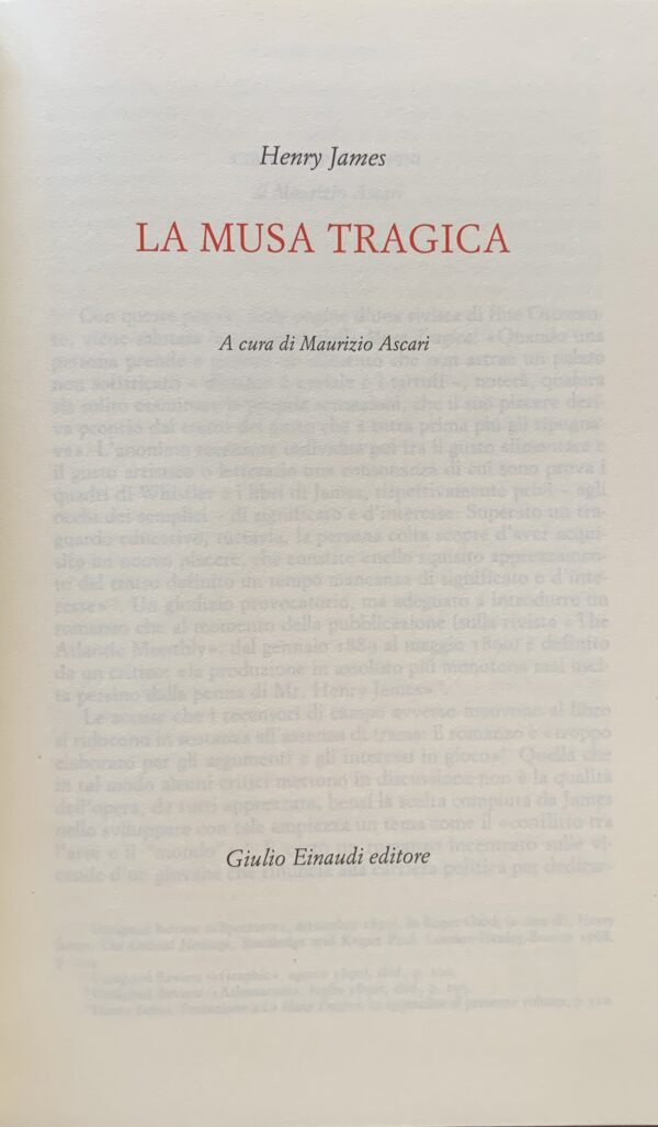 Henry James - La Musa Tragica   [Einaudi Torino, 1996]