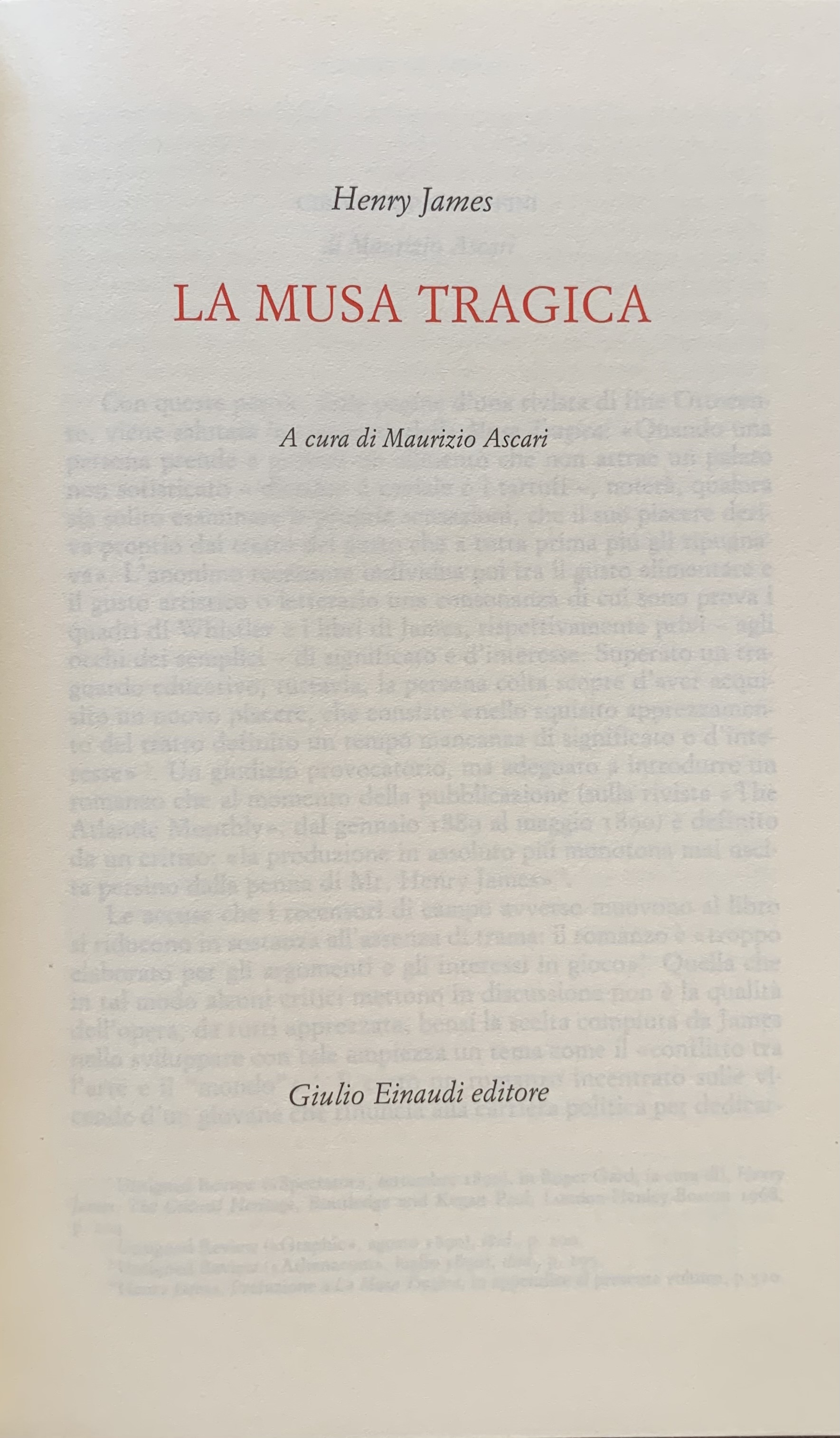 Henry James - La Musa Tragica   [Einaudi Torino, 1996] - immagine 4