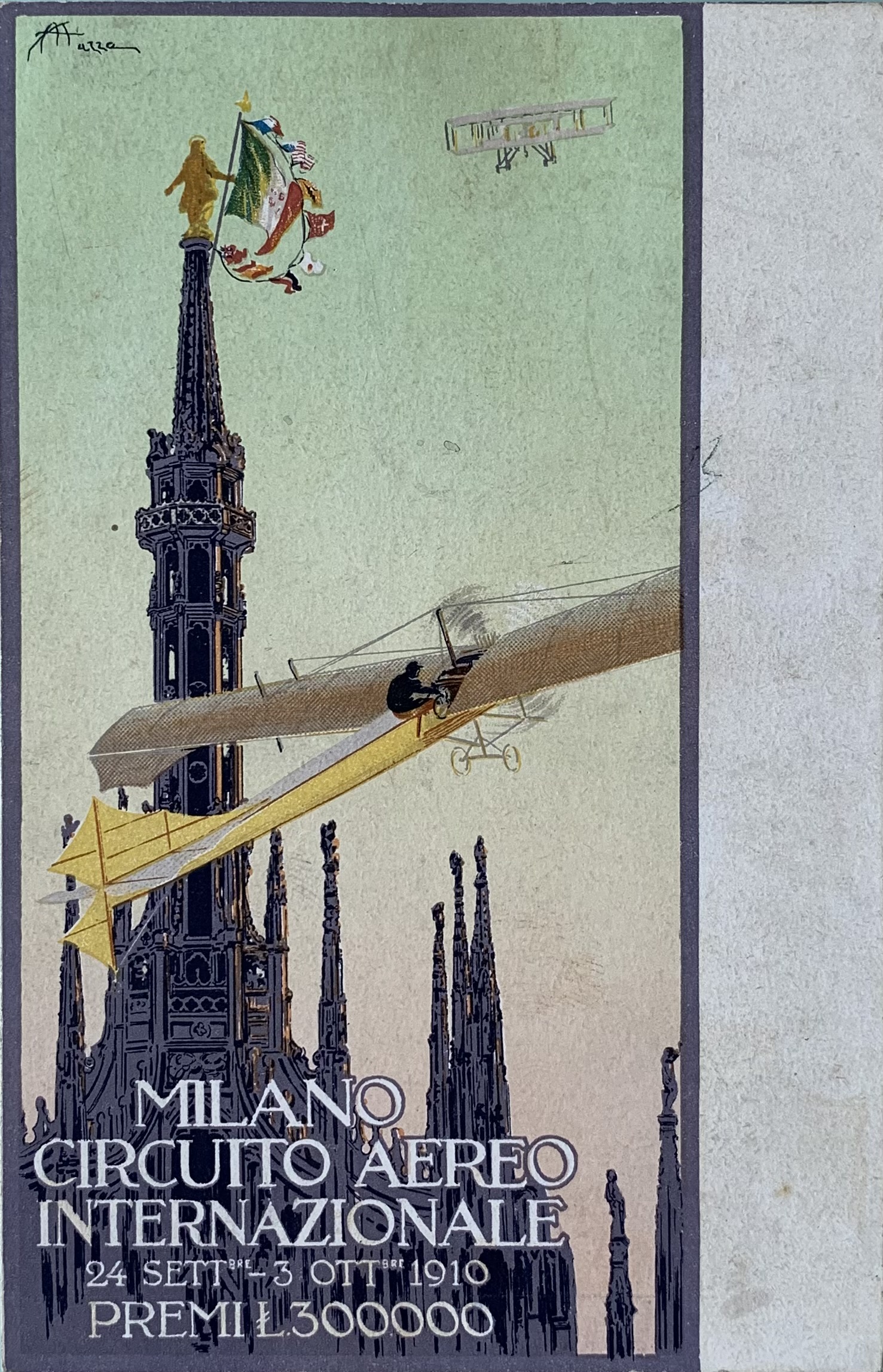 Cartolina d'epoca - Circuito Aereo Internazionale Milano 1910 - immagine 1