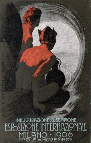 Cartolina d'epoca - Esposizione Internazionale Milano. Inaugurazione del Sempione 1906