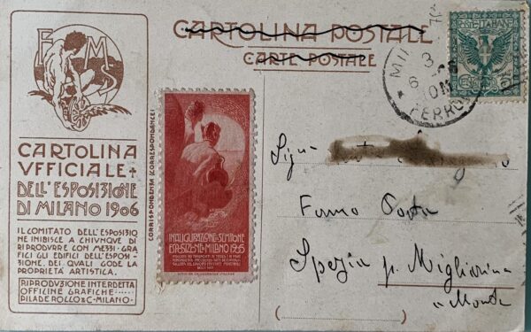 Cartolina d'epoca - Esposizione Internazionale Milano. Inaugurazione del Sempione 1906