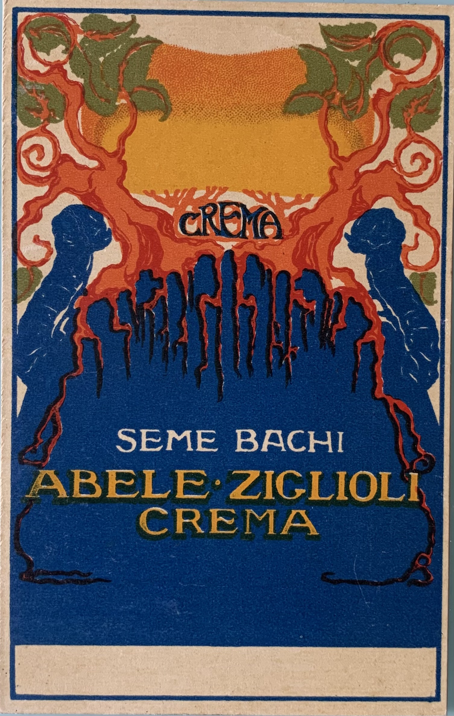 Cartolina d'epoca - Seme Bachi Abele Ziglioli Crema 1920 - immagine 1