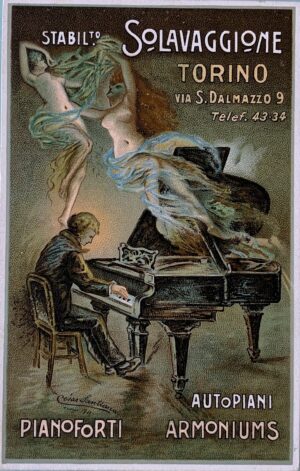 Cartolina d'epoca - Pianoforti Autopiani e Armoniums Solavaggione Torino 1911