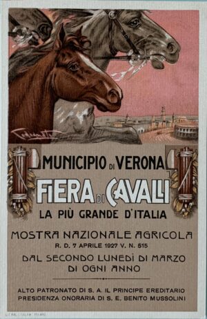 Cartolina d'epoca - Fiera di Cavalli Municipio di Verona 1927