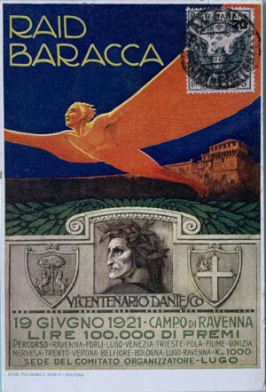 Cartolina d'epoca - Raid Baracca. VI° Centenario Dantesco Ravenna 1921