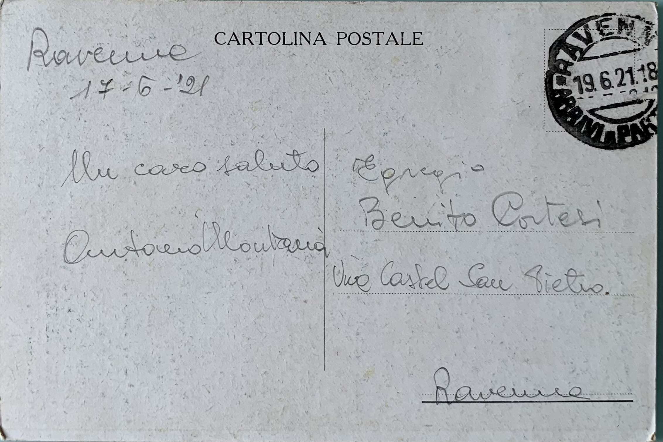 Cartolina d'epoca - Raid Baracca. VI° Centenario Dantesco Ravenna 1921 - immagine 2