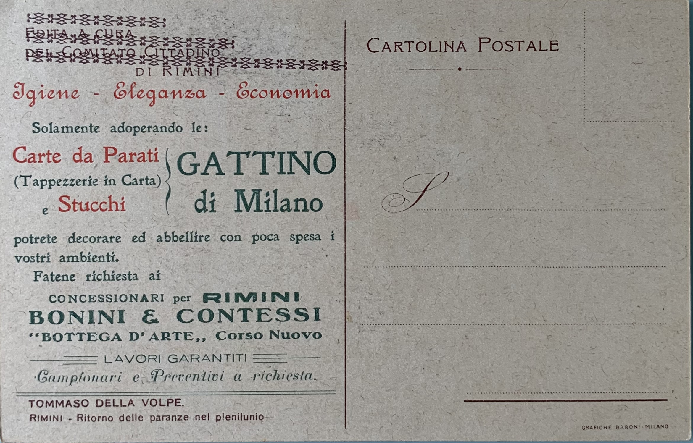 Cartolina d'epoca - Stagione Balneare Rimini 1922 - immagine 2