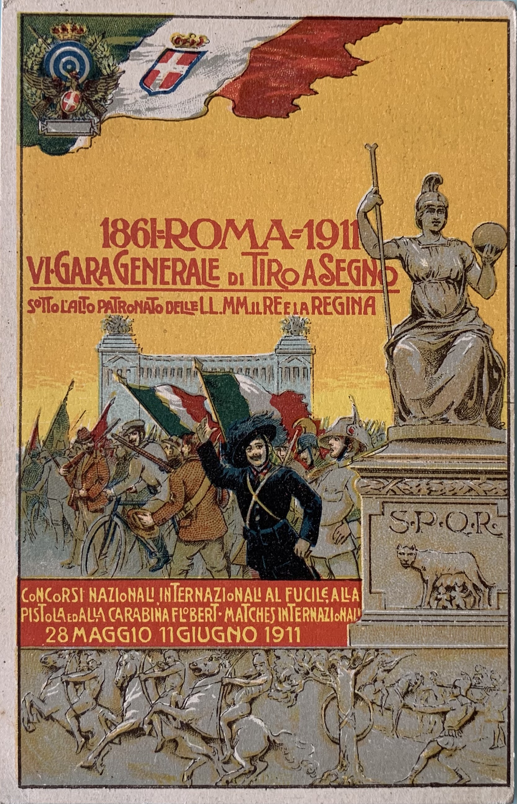 Cartolina d'epoca - VI^ Gara Generale di Tiro a Segno Roma 1911 - immagine 1
