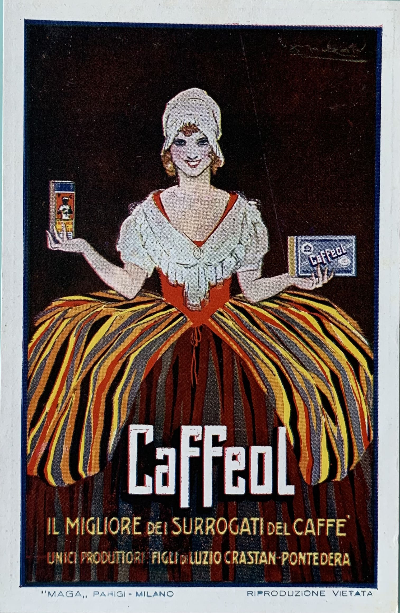 Cartolina d'epoca - Caffeol. Il Migliore dei Surrogati del Caffè Pontedera 1927 - immagine 1