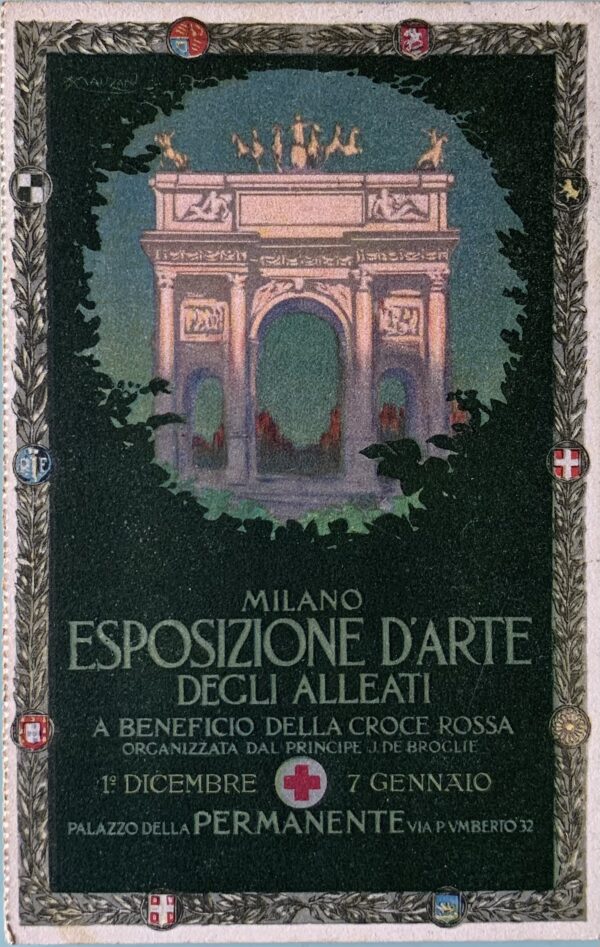 Cartolina d'epoca - Esposizione d'Arte degli Alleati Milano 1916