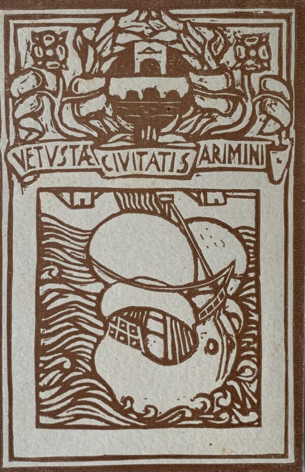 Cartolina d'epoca - Civica Biblioteca Gambalunga Rimini 1925