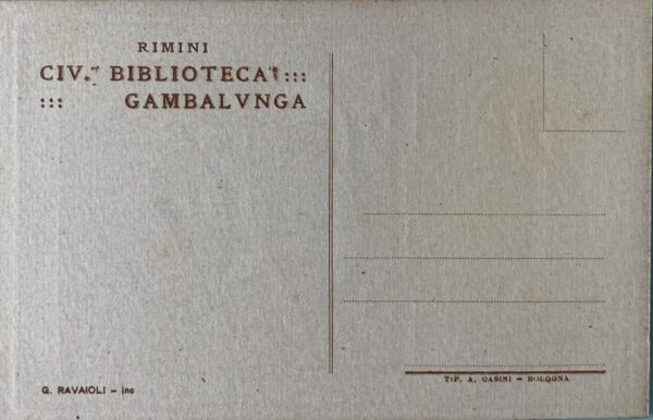 Cartolina d'epoca - Civica Biblioteca Gambalunga Rimini 1925