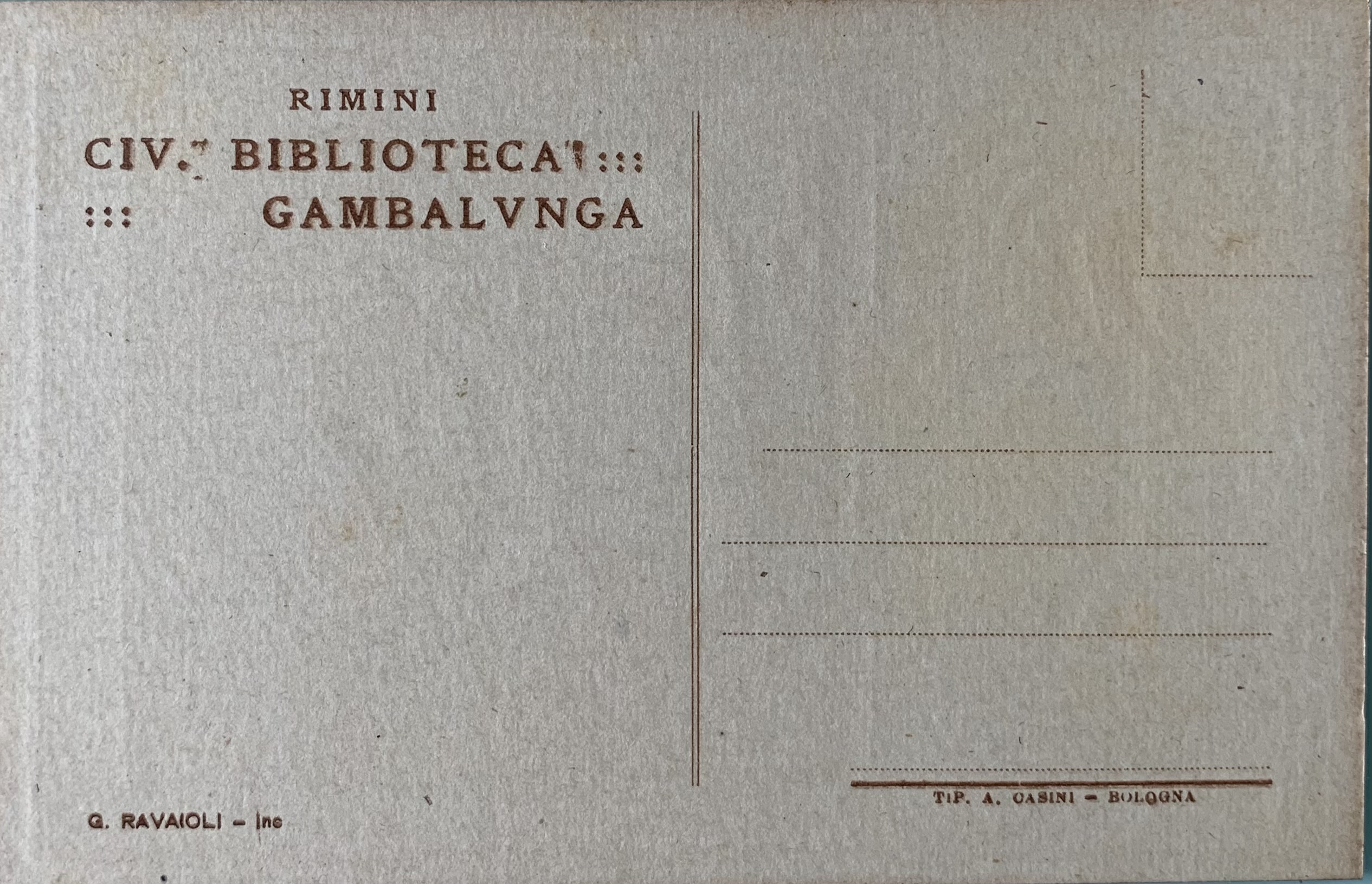 Cartolina d'epoca - Civica Biblioteca Gambalunga Rimini 1925 - immagine 2
