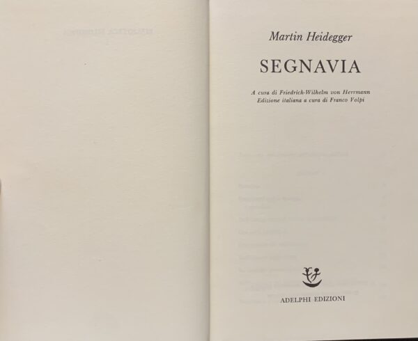 Heidegger, Martin - Segnavia   [Adelphi Milano, 1987]