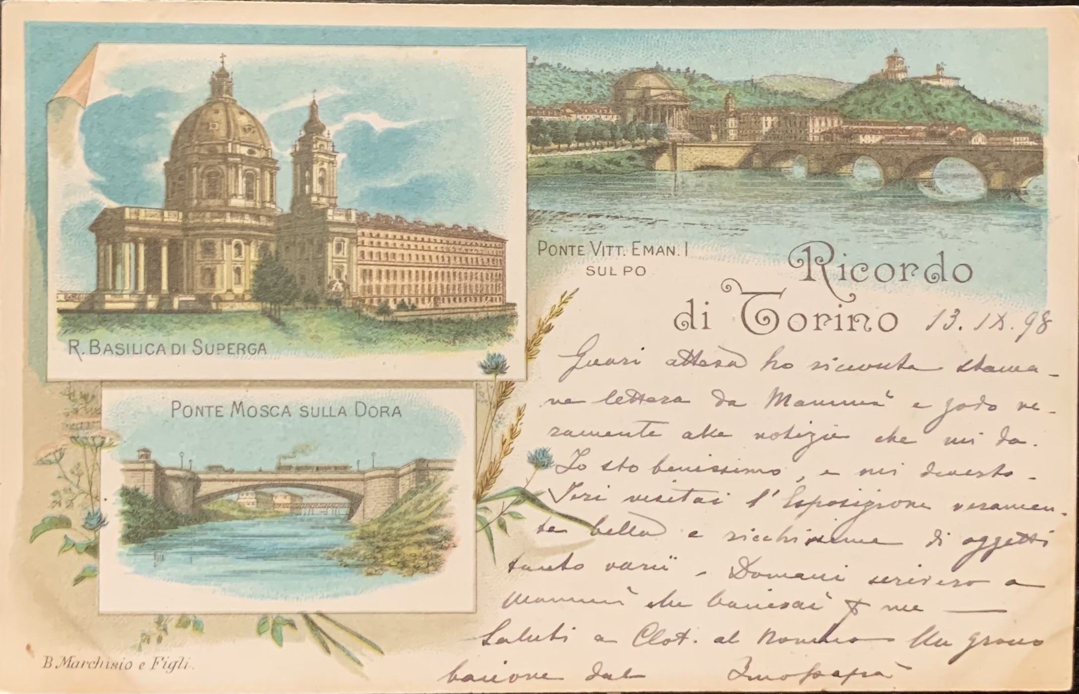 Cartolina d'epoca - Ricordo di Torino. Vedutine 1898 - immagine 1