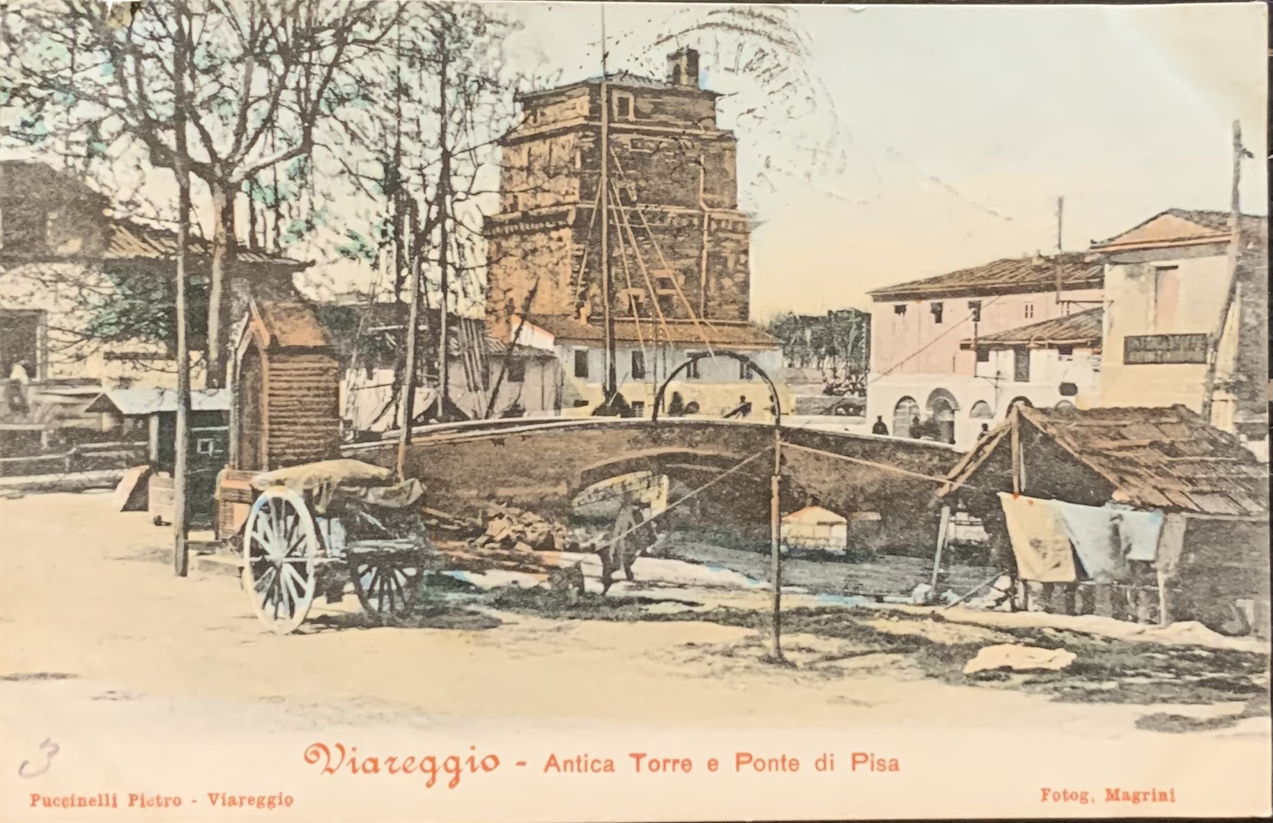 Cartolina d'epoca - Viareggio (Lucca). Antica Torre e Ponte di Pisa 1905 - immagine 1