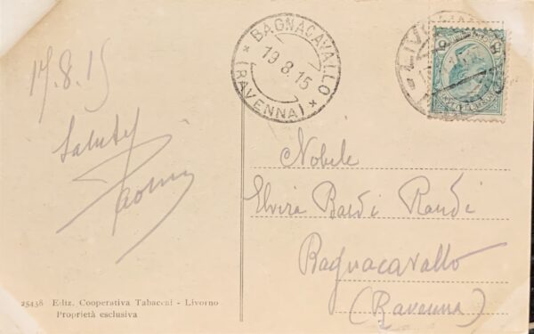 Cartolina d'epoca - Livorno. Piazza Vittorio Emanuele 1915