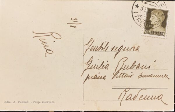 Cartolina d'epoca - Fonte (Treviso). Via Principe Umberto 1931
