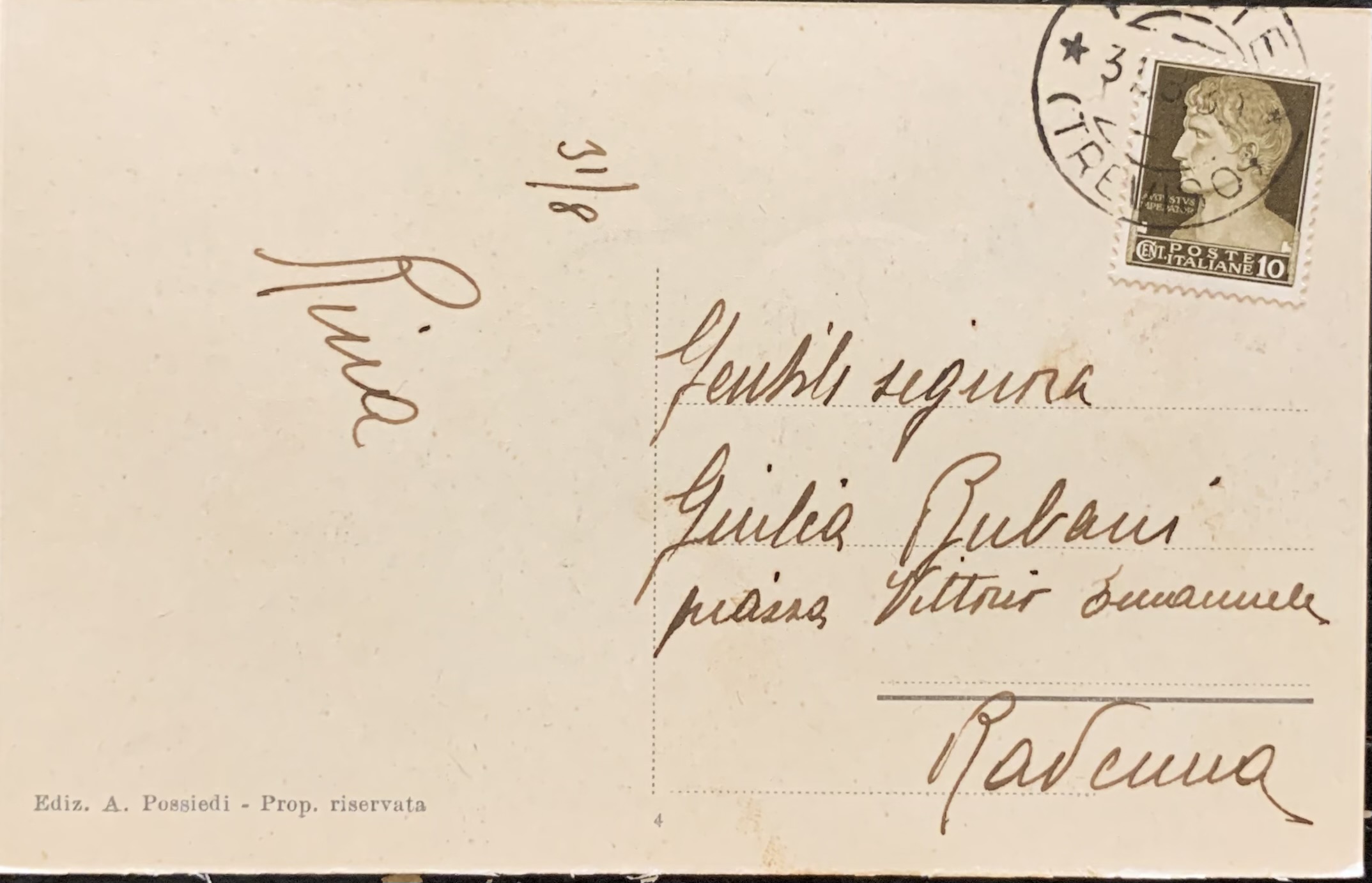 Cartolina d'epoca - Fonte (Treviso). Via Principe Umberto 1931 - immagine 2