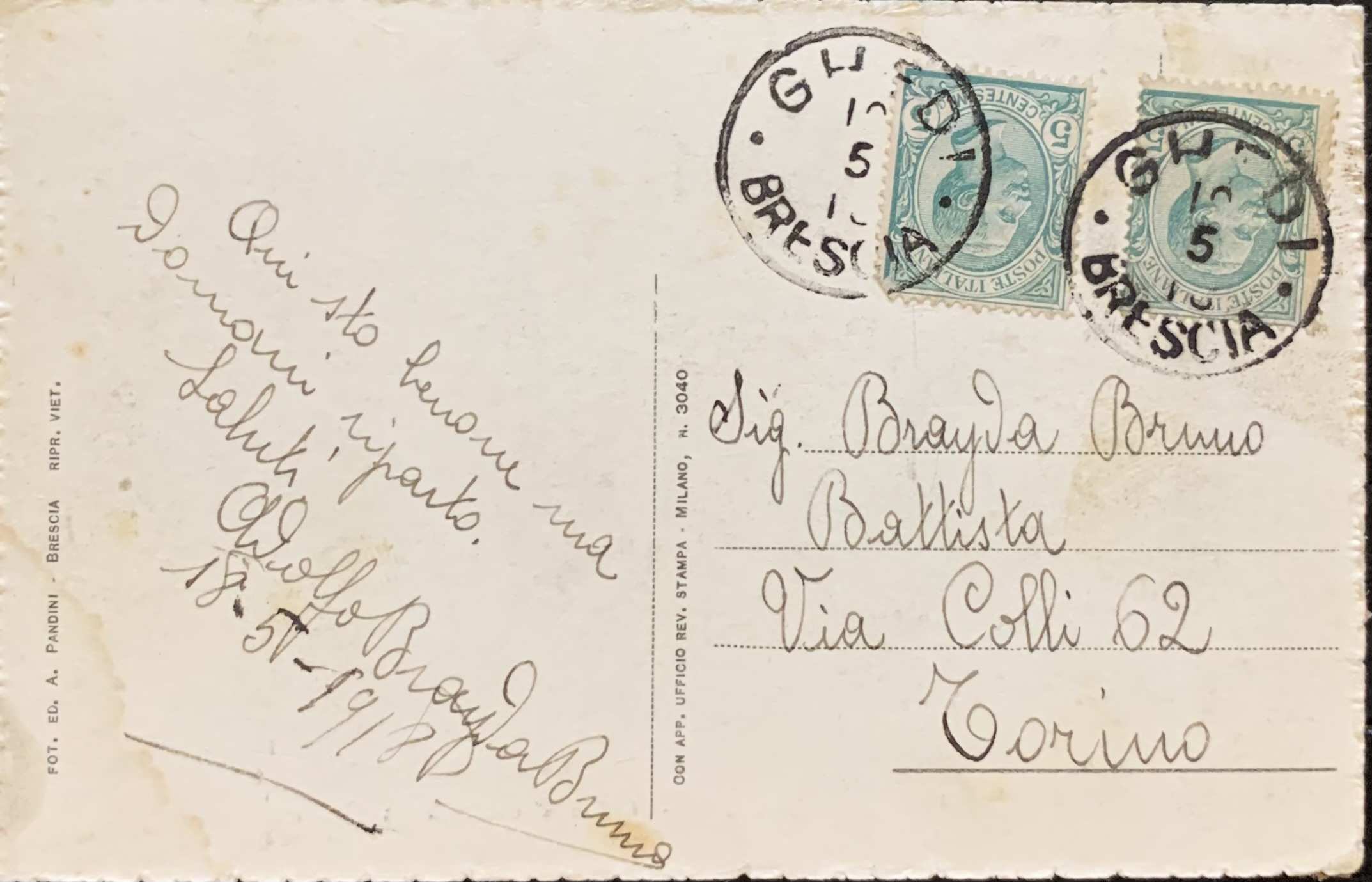 Cartolina d'epoca - Ghedi (Brescia). Viale d'entrata in paese 1918 - immagine 2