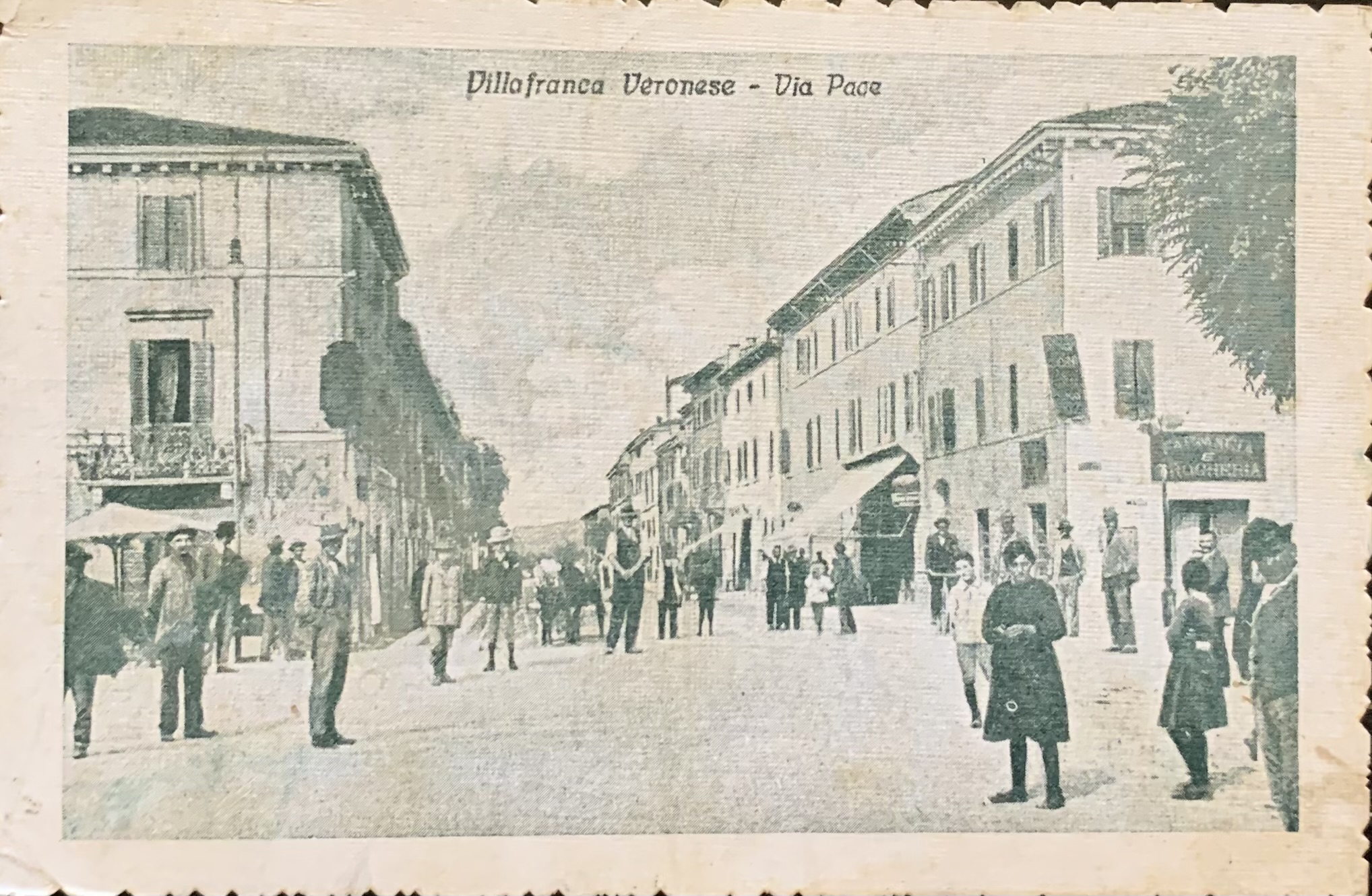 Cartolina d'epoca - Villafranca Veronese (Verona). Via Pace 1919 - immagine 1