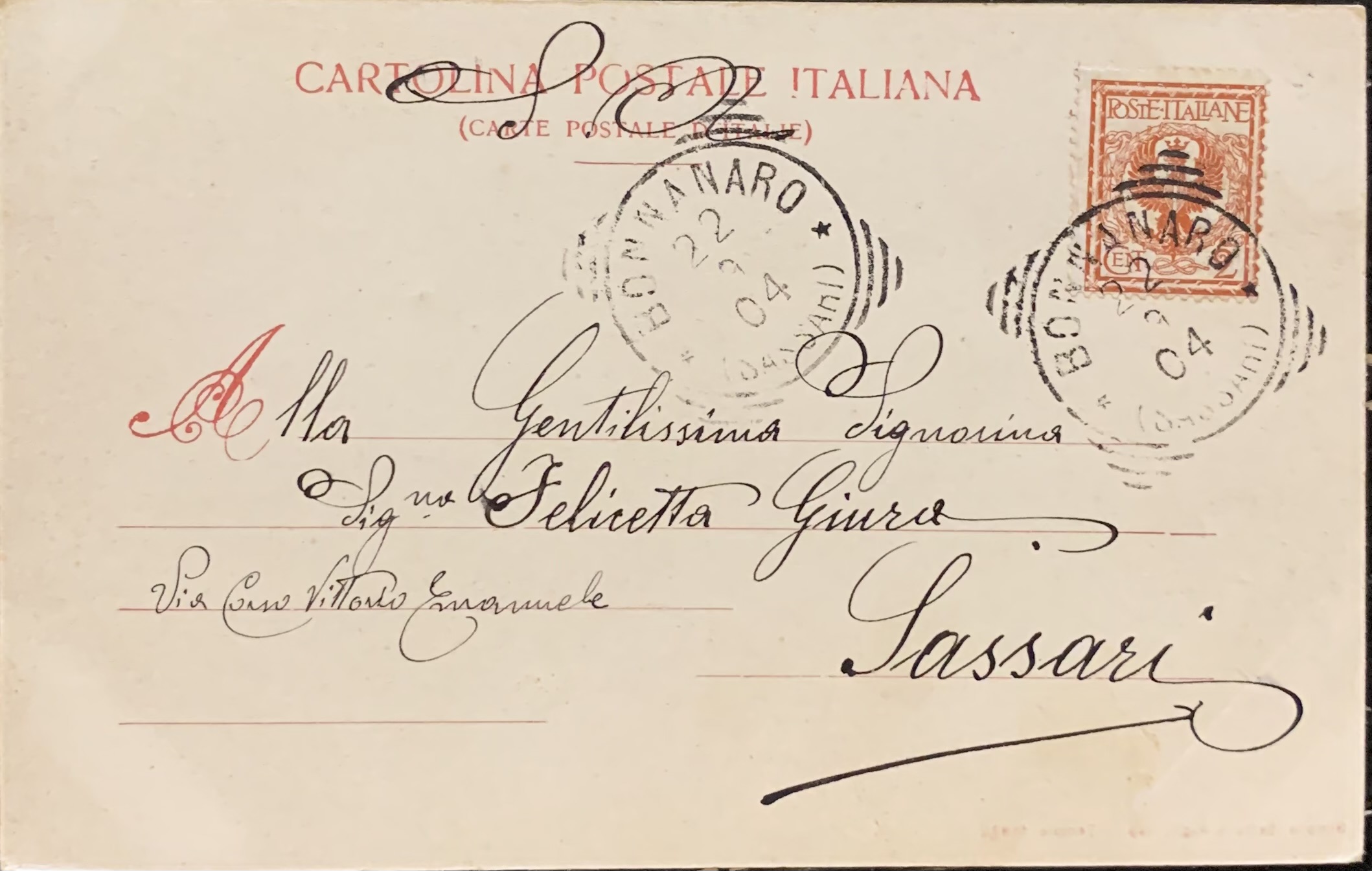 Cartolina d'epoca - Tempio Pausania (Sassari). Fontana di Pastini 1904 - immagine 2