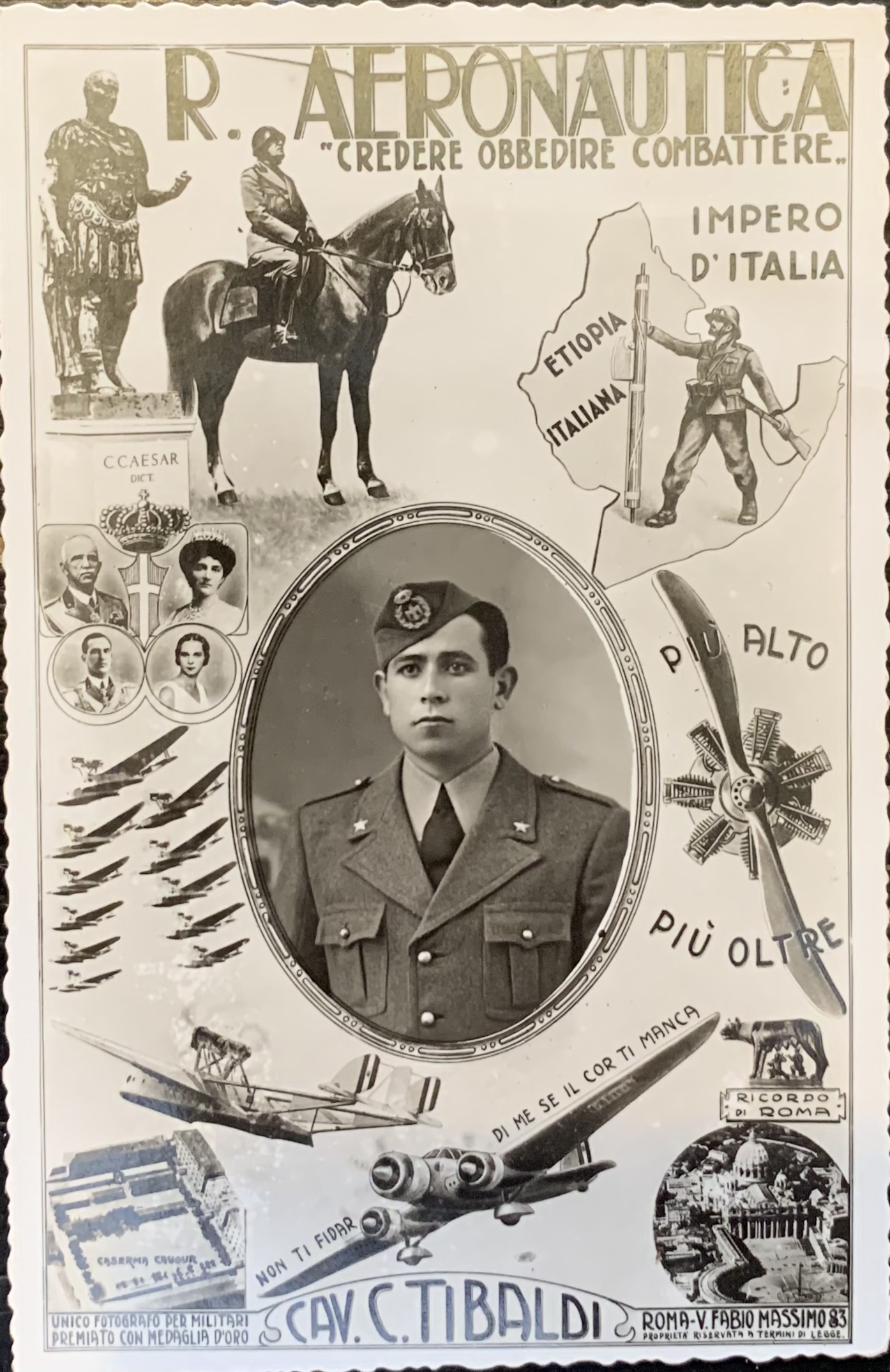 Cartolina d'epoca - Regia Aeronautica. Credere Obbedire Combattere 1936 - immagine 1
