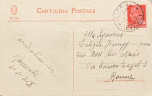 Cartolina d'epoca - Futurismo. Disegno originale di Osvaldo Bot. Coppia di uccelli. Firmato Karamba 1932 - immagine 2