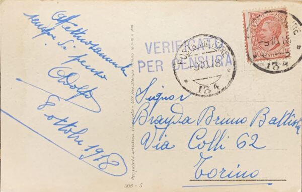 Cartolina d'epoca - Volto di donna 1918 (Giovanni Nanni)