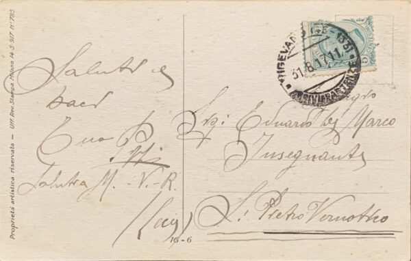 Cartolina d'epoca - Donnina con rosa 1917 (Adelina Zandrino)