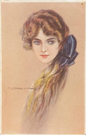 Cartolina d'epoca - Donnina con treccia 1918 (Tito Corbella)