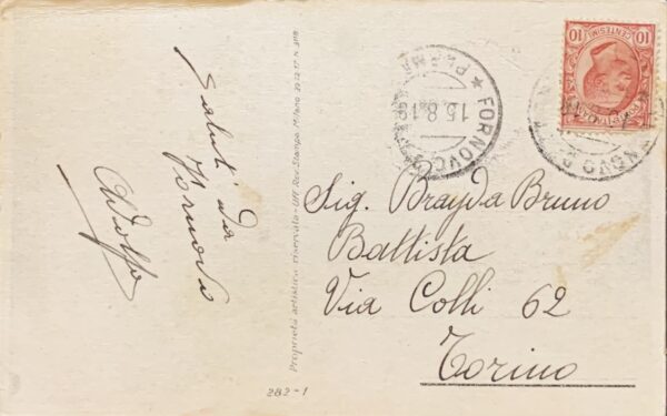 Cartolina d'epoca - Donnina in blu 1918 (Tito Corbella)
