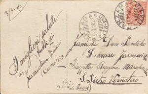 Cartolina d'epoca - Donnina che scrive lettera d'amore 1920 (Amedeo Simonetti) - immagine 2