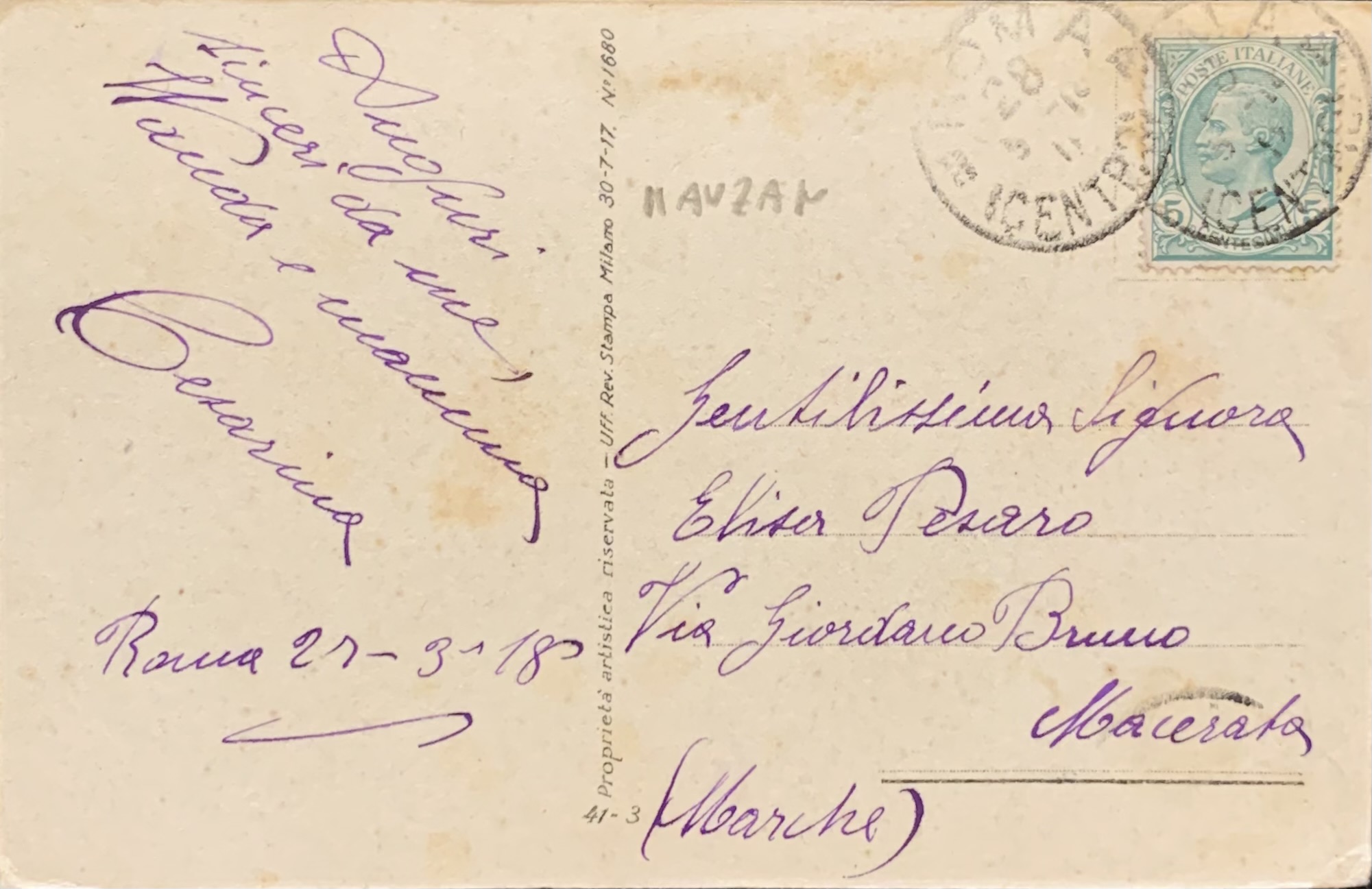 Cartolina d'epoca - Donnina che beve bibita 1918 (Achille Luciano Mauzan) - immagine 2