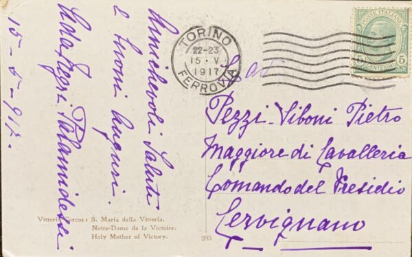Cartolina d'epoca - Prima Guerra Mondiale. Santa Maria della Vittoria 1917 (Vittorio Corcos)