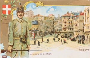 Cartolina d'epoca - Esercito Italiano (Artiglieria da Campagna). Trieste 1918