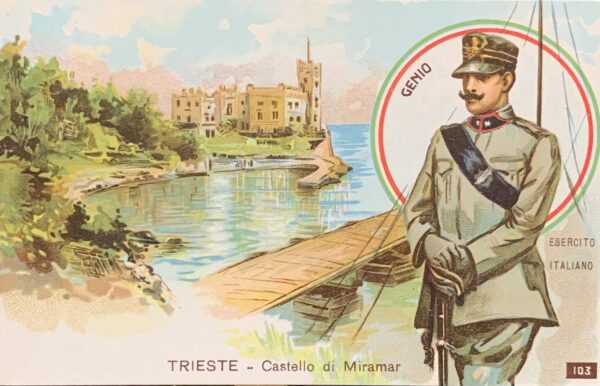 Cartolina d'epoca - Esercito Italiano (Genio). Trieste - Castello di Miramar 1918
