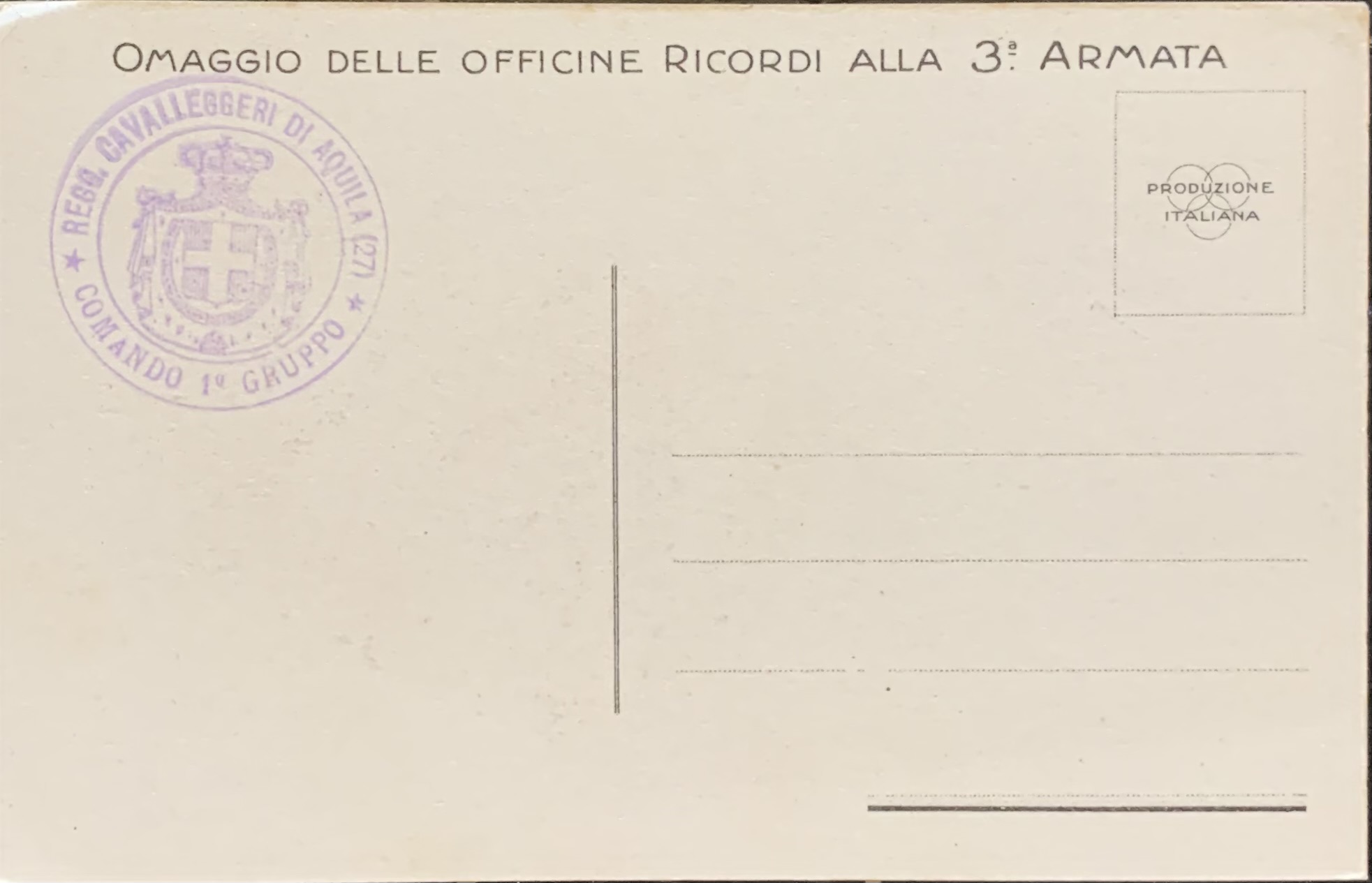 Cartolina d'epoca - Prima Guerra Mondiale. Omaggio delle Officine Ricordi alla 3^ Armata 1916 (Umberto Brunelleschi) - immagine 2