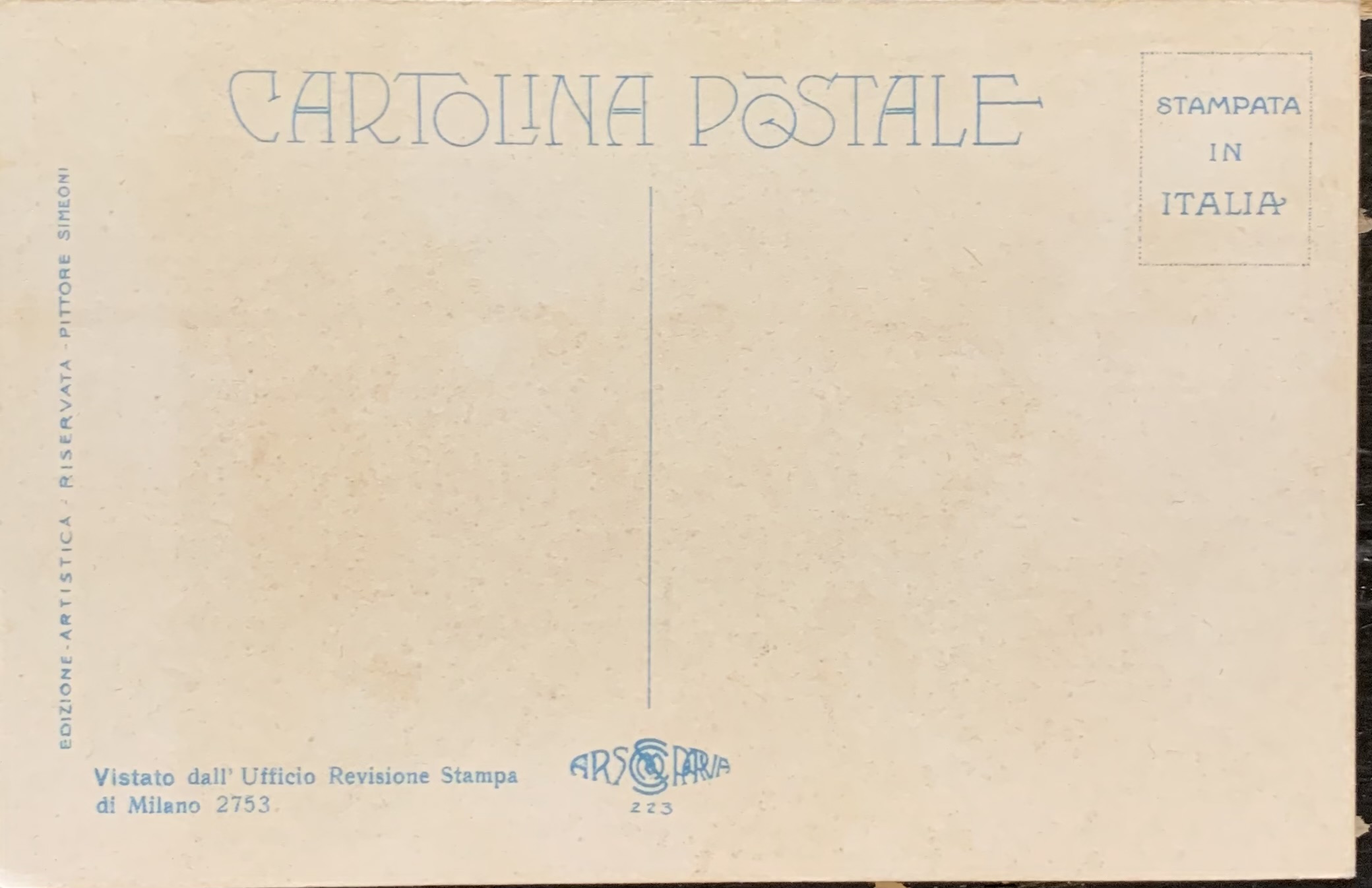 Cartolina d'epoca - Prima Guerra Mondiale. L'Italia non conosce che la via dell'onore 1916 (Adolfo Simeone) - immagine 2