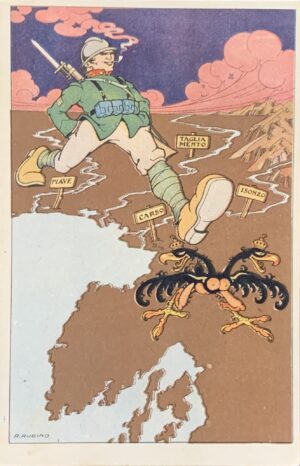 Cartolina d'epoca - Prima Guerra Mondiale. Omaggio delle Officine Ricordi alla 3^ armata 1916 (Antonio Rubino)